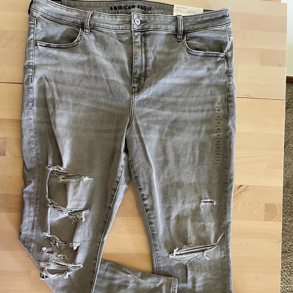American Eagle Outfitters - AE - Ne(X)T Level Ripped High-Waisted Jegging - Gray